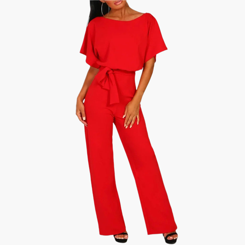 Damen Eleganter Jumpsuit mit Gürtel und weitem Bein – Perfekt für besondere Anlässe