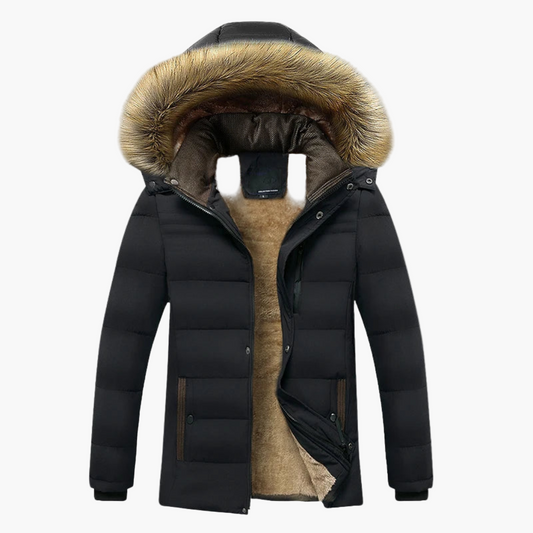 Herren Winterparka mit Kapuze und Kunstfell – Gefütterte Allwetterjacke für Outdoor und Alltag
