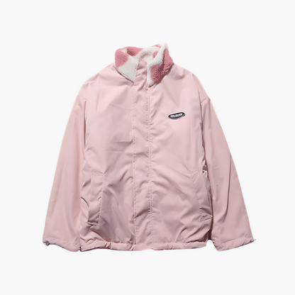 Damen Wendbare Fleecejacke mit Herzen – Stilvolle Outdoor Freizeitjacke, Reißverschluss, Kuschelig & Vielseitig