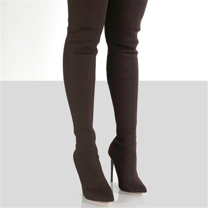 Mandy – Strickstiefel mit hohem Absatz über dem Knie
