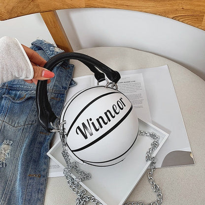 Louise – Basketballförmige Damenhandtasche mit Kette