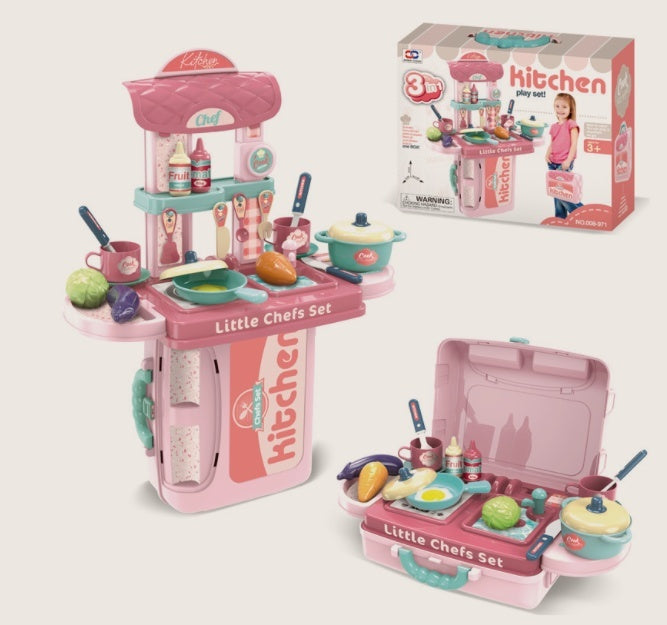 Kinder Küchen Spielset 3-in-1 – Rollenspielküche für kleine Köche, pädagogisches Küchenspielzeug ab 3 Jahren