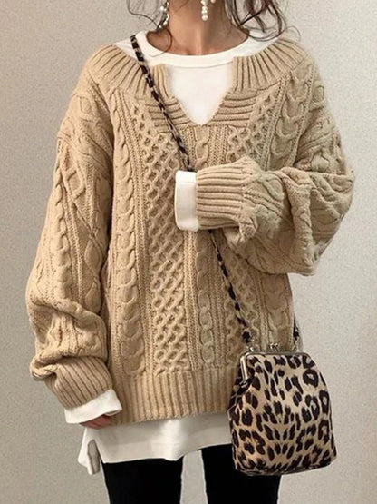 Linda – Lässiger Damenstrickpullover mit Leinenmuster