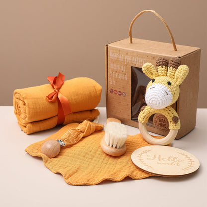 Unisex Baby Geschenkset – Premium Neugeborenen Pflege- & Spielset mit Elefant – Perfektes Baby Shower Geschenk, 6-teilig