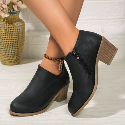 Catherine – Stilvolle Damenstiefeletten mit Blockabsatz und Reißverschluss
