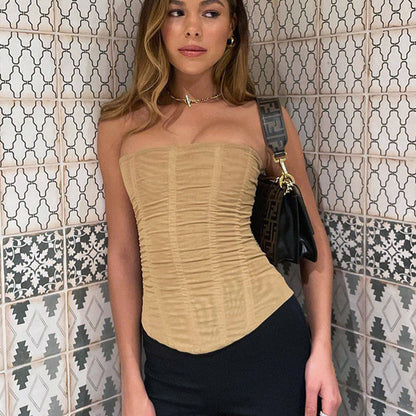 Amanda – Ärmelloses Mesh Korsett-Top für Damen