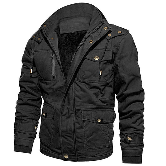 Neil – Kapuzenjacke aus Baumwolle mit Vintage-Stil und Fleece-Futter
