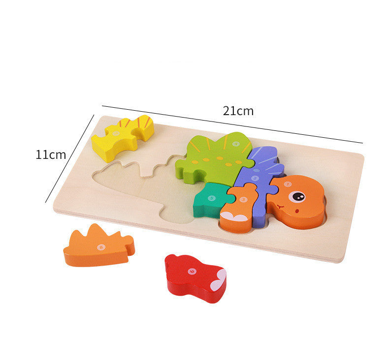 Kinder 3D Dinosaurier Holzpuzzle Lernspielzeug – Pädagogisches Steckspiel für Jungen und Mädchen, Vorschule