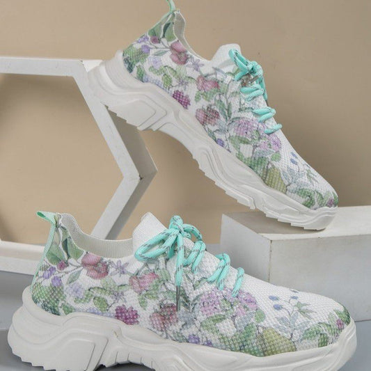 Heather – Lässige Blumen Sportschuhe Damen Flachboden Übergröße