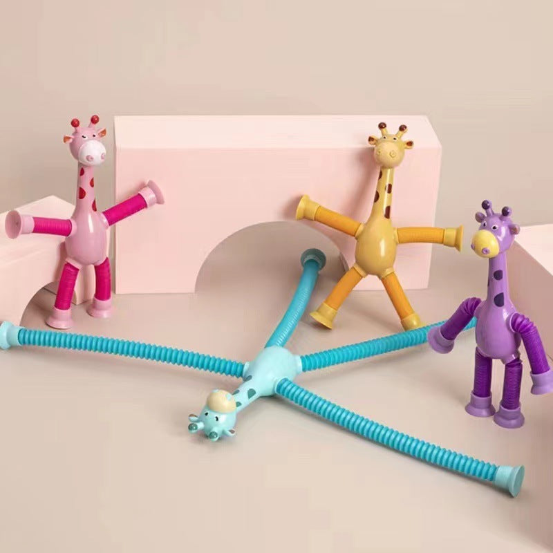 Kinder Cartoon Giraffe Teleskop-Tube Saugnapf Spielzeug – Sensorisches Fidget & Stressabbau