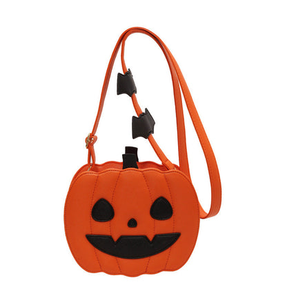 Rebecca – Lustige Kürbis-Schultertasche mit Fledermaus