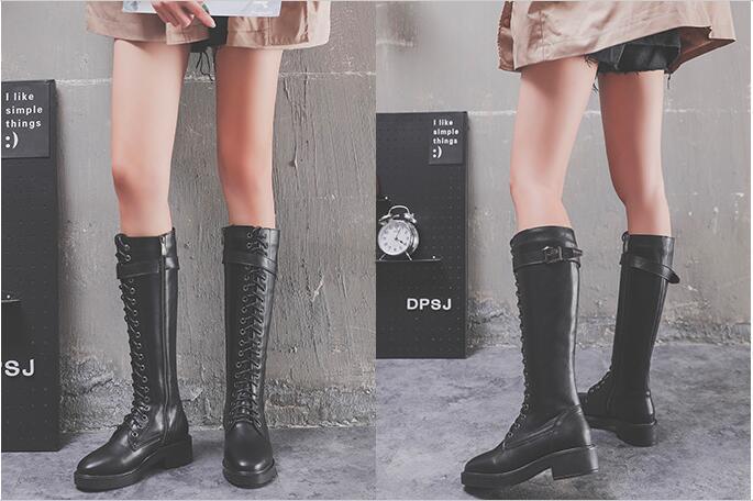 Lydia – Lange Damenstiefel mit flachem Absatz und großen Größen