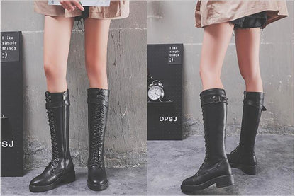 Lydia – Lange Damenstiefel mit flachem Absatz und großen Größen