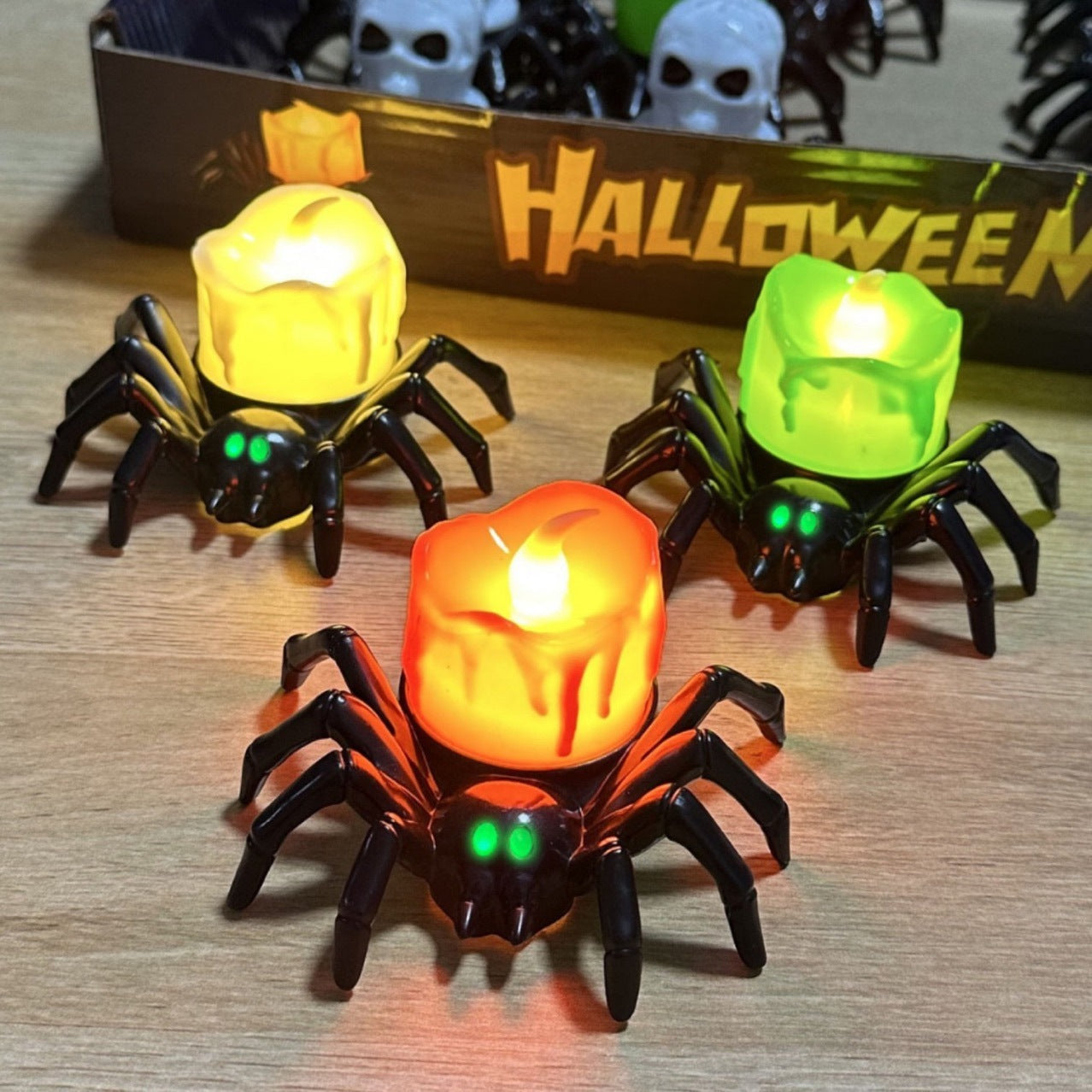 Halloween Spinnen Kerzenlampe – Gruselige Deko für Halloween-Partys & Spukhaus