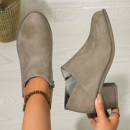 Catherine – Stilvolle Damenstiefeletten mit Blockabsatz und Reißverschluss