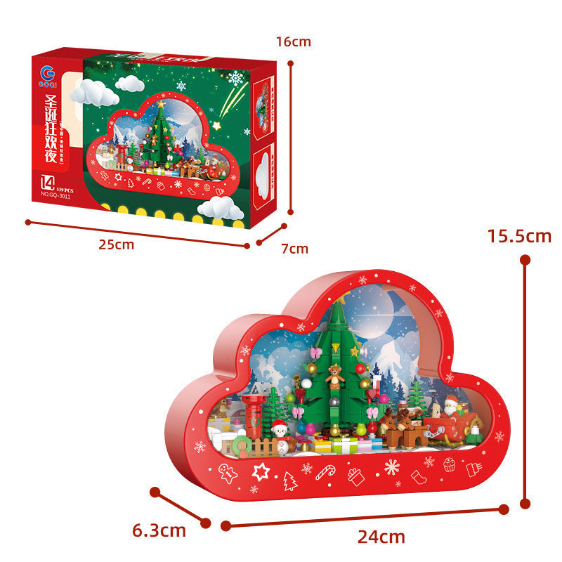 Weihnachtliches Kinder-Baustein-Set mit Musikbox und LED – Weihnachtsdeko Spielzeug für Jungen und Mädchen