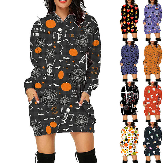 Damen Halloween Hoodie Kleid – Lustiges Kostüm für Halloween-Partys & Gruselige Anlässe