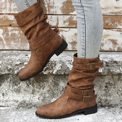 Georgina – Vintage Damenstiefel mit Verstellbarer Schnalle