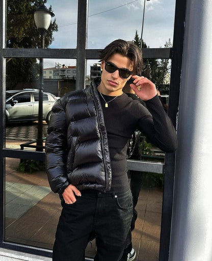 Herren Pufferjacke Streetwear – Stylische Übergangsjacke mit Kapuze für Freizeit und Alltag