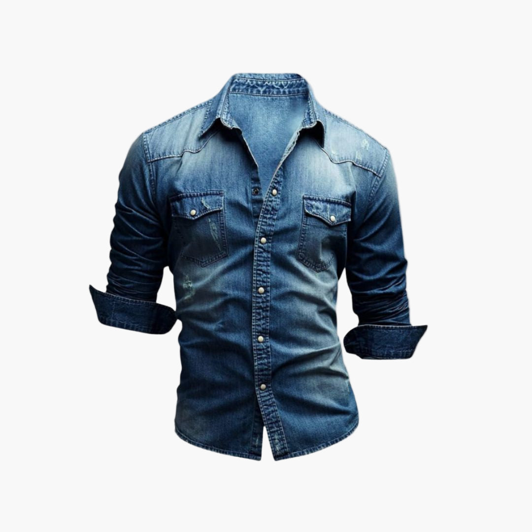 Herren Jeanshemd im Western-Stil mit Druckknöpfen – Klassisches Freizeitshirt für stilbewusste Männer