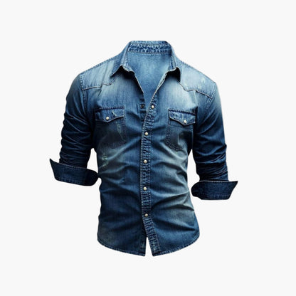 Herren Jeanshemd im Western-Stil mit Druckknöpfen – Klassisches Freizeitshirt für stilbewusste Männer