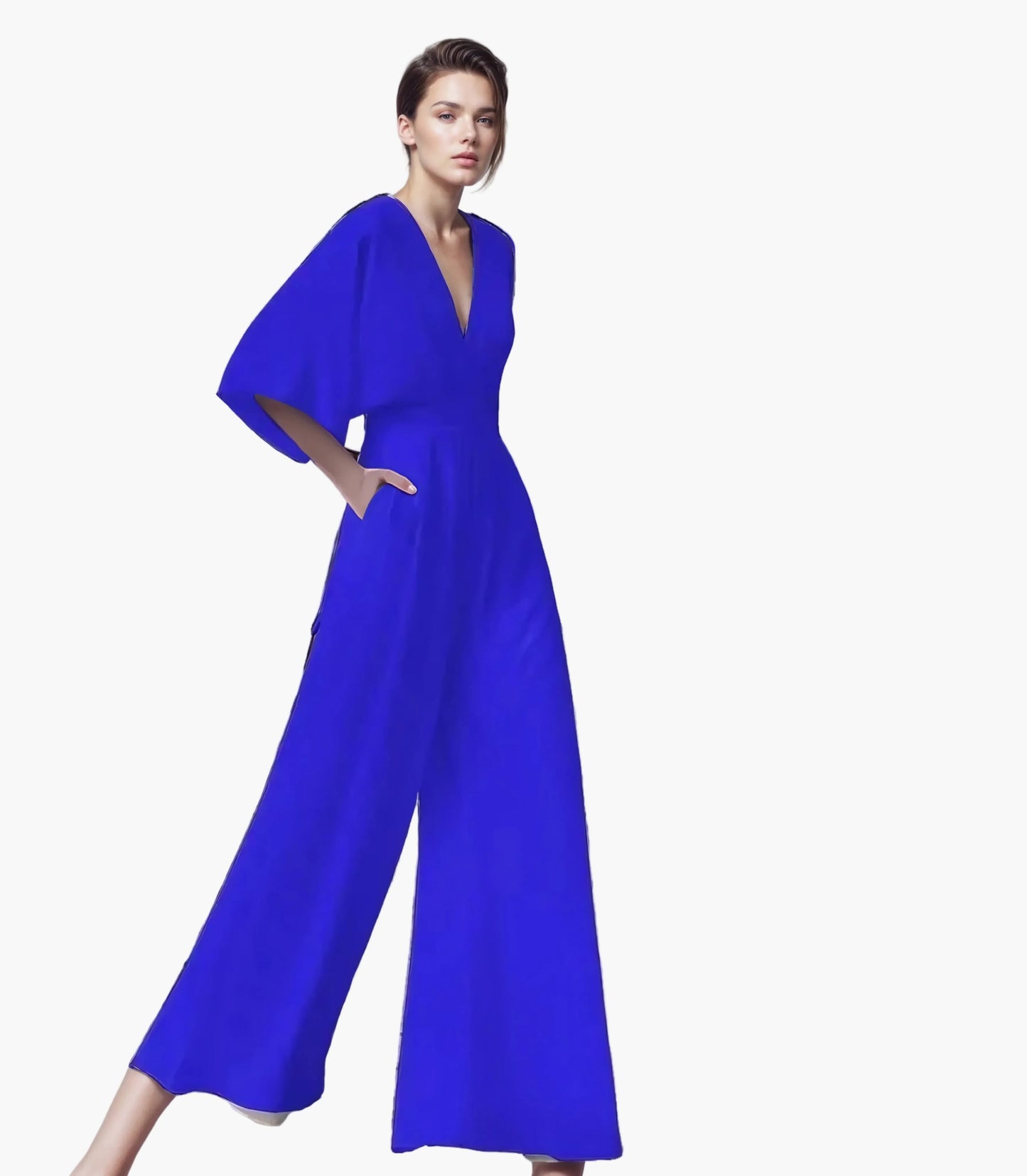 Damen-Jumpsuit mit weitem Bein und Schmetterlingsärmeln – Elegante Wahl für festliche Anlässe