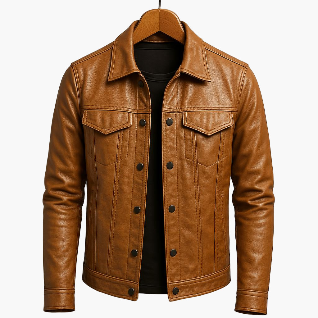 Herren Lederjacke Moto-Stil – Elegante Übergangsjacke für Freizeit & Alltag
