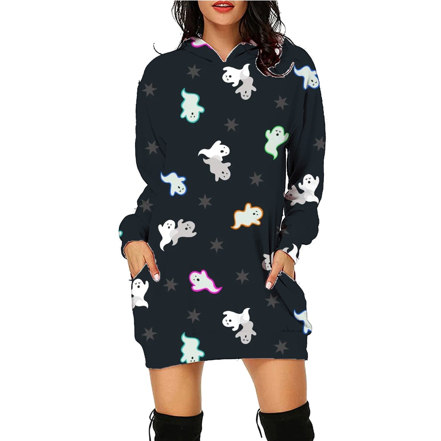 Damen Halloween Hoodie Kleid – Lustiges Kostüm für Halloween-Partys & Gruselige Anlässe