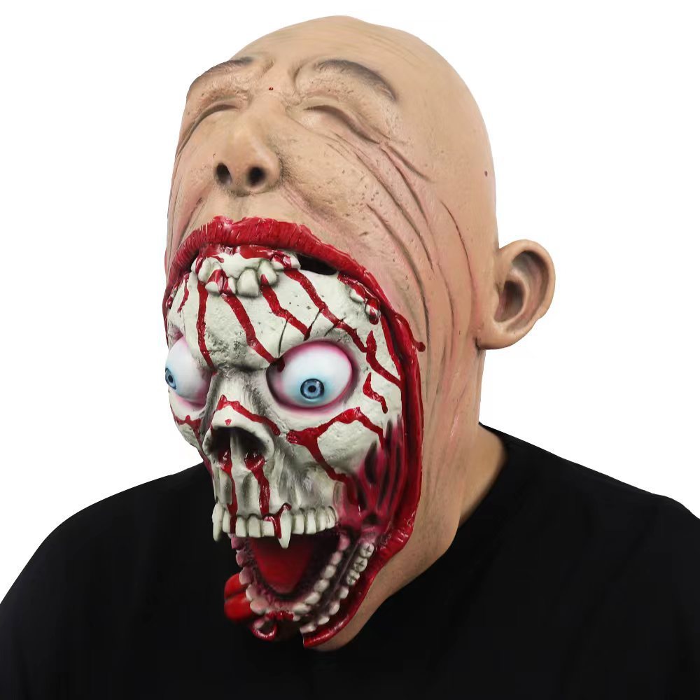 Halloween Latex Maske Big Mouth – Gruselige Horrormaske für Erwachsene