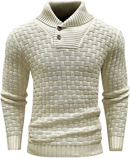 Thomas – Schlanker Herrenrollkragenpullover mit Knopfdesign