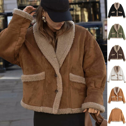 Natalie – Wollmantel mit Taschen, Wintermode aus Wildleder für Damen