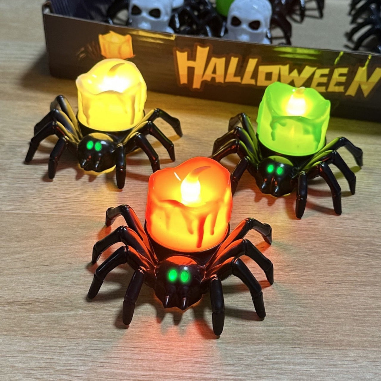 Halloween Spinnen Kerzenlampe – Gruselige Deko für Halloween-Partys & Spukhaus