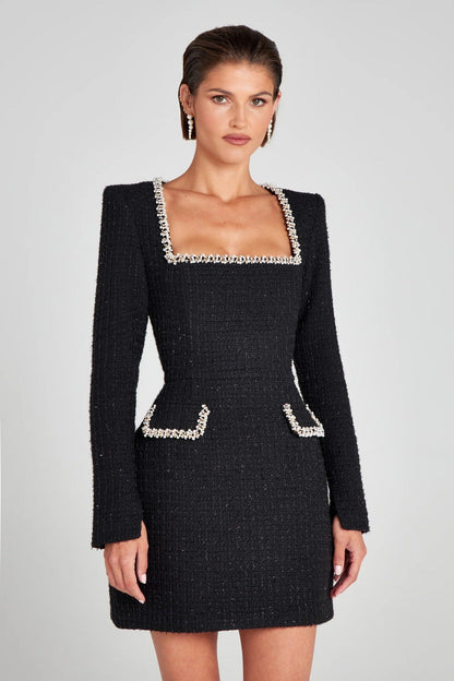 Victoria – Klassisches Langärmliges Kleid mit Perlen