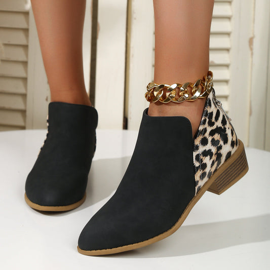 Jennifer – Damenstiefeletten mit Leopardenmuster und Blockabsatz