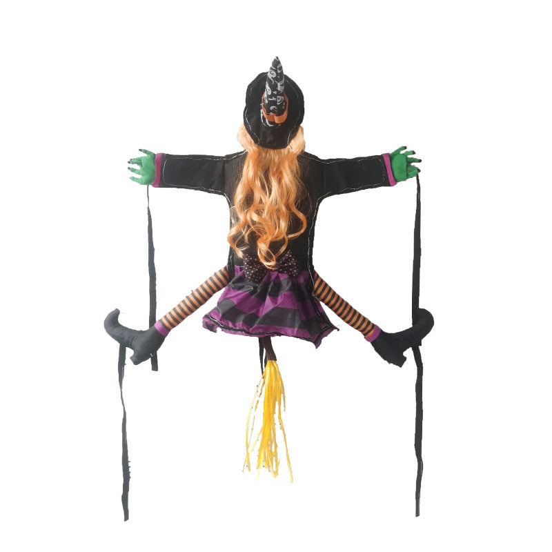 Halloween Hexen-Deko mit Lichterkette – Baum-Pendelfigur für Außenbereich, Party & Gartendekoration