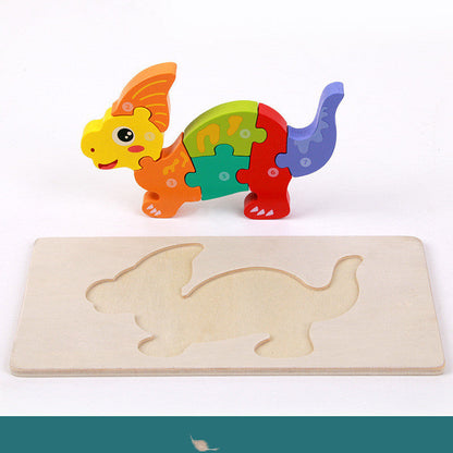 Kinder 3D Dinosaurier Holzpuzzle Lernspielzeug – Pädagogisches Steckspiel für Jungen und Mädchen, Vorschule
