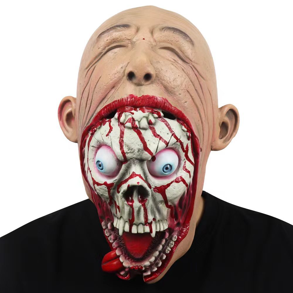 Halloween Latex Maske Big Mouth – Gruselige Horrormaske für Erwachsene