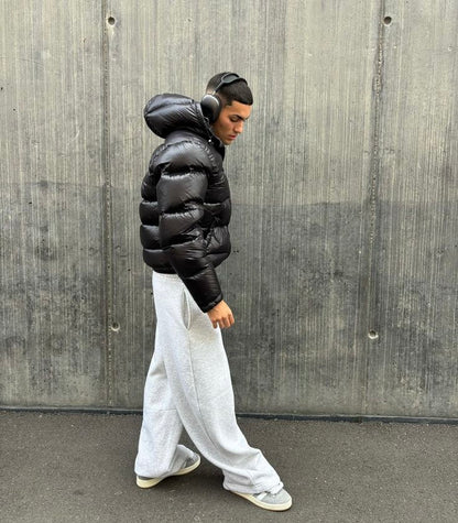 Herren Pufferjacke Streetwear – Stylische Übergangsjacke mit Kapuze für Freizeit und Alltag
