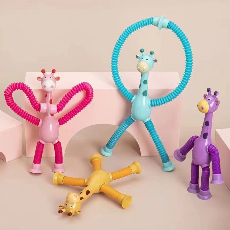 Kinder Cartoon Giraffe Teleskop-Tube Saugnapf Spielzeug – Sensorisches Fidget & Stressabbau