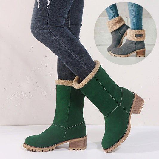 Tanya – Gefütterte Wildleder-Stiefeletten mit quadratischem Absatz