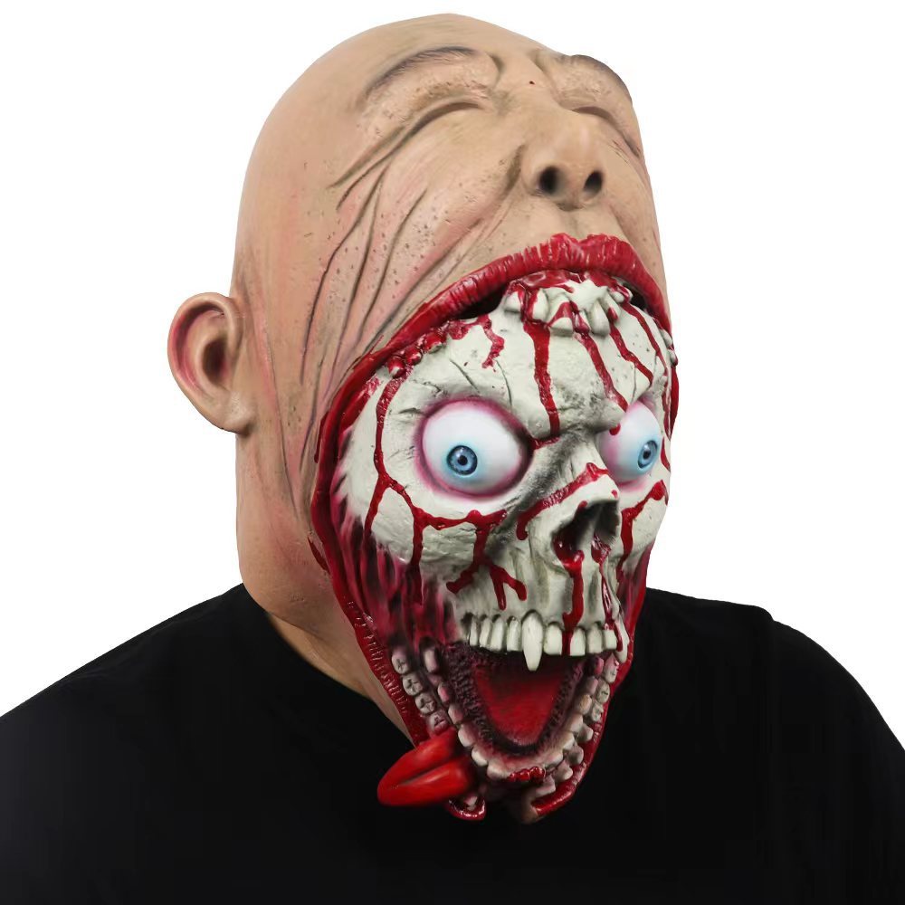Halloween Latex Maske Big Mouth – Gruselige Horrormaske für Erwachsene