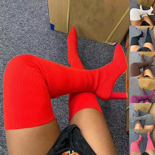Lynda – Überknie-Stiefel mit Spitzem Zeh und Hohem Absatz