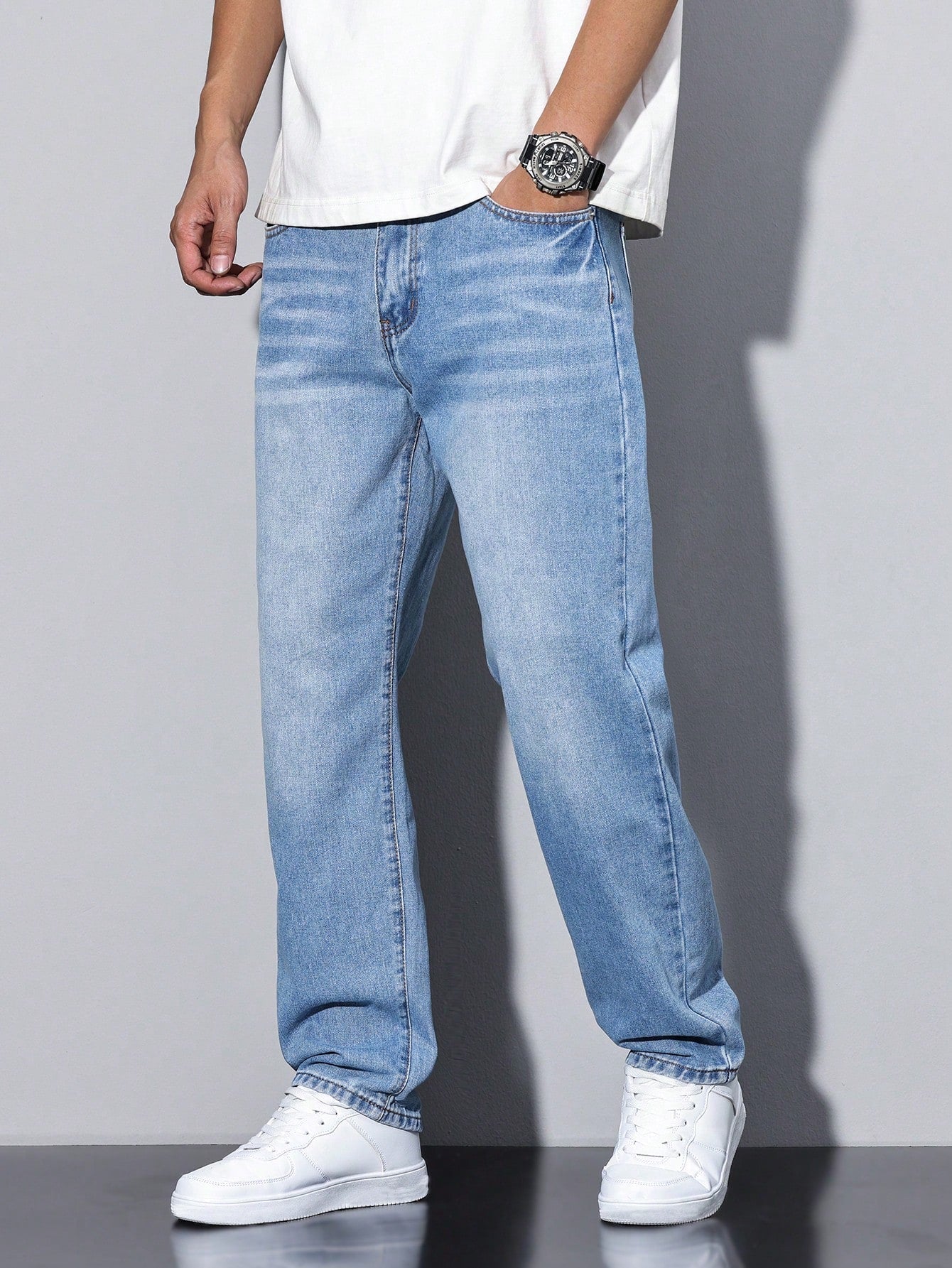 Herren Gerade Schnitt Freizeitjeans – Bequeme Loose Fit Denim für Alltag & Streetwear