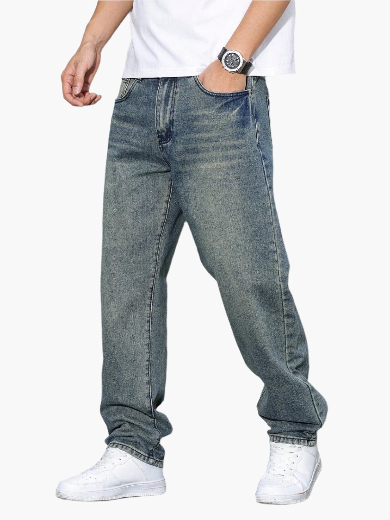 Herren Gerade Schnitt Freizeitjeans – Bequeme Loose Fit Denim für Alltag & Streetwear