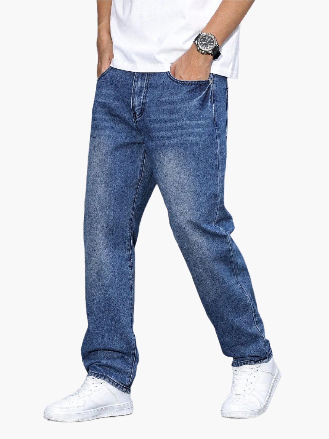 Herren Gerade Schnitt Freizeitjeans – Bequeme Loose Fit Denim für Alltag & Streetwear