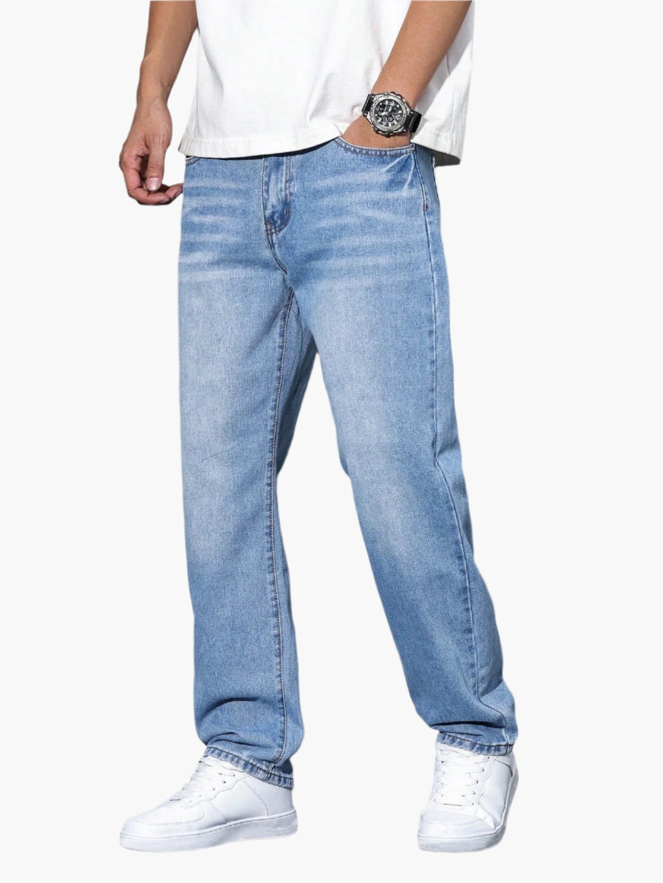 Herren Gerade Schnitt Freizeitjeans – Bequeme Loose Fit Denim für Alltag & Streetwear