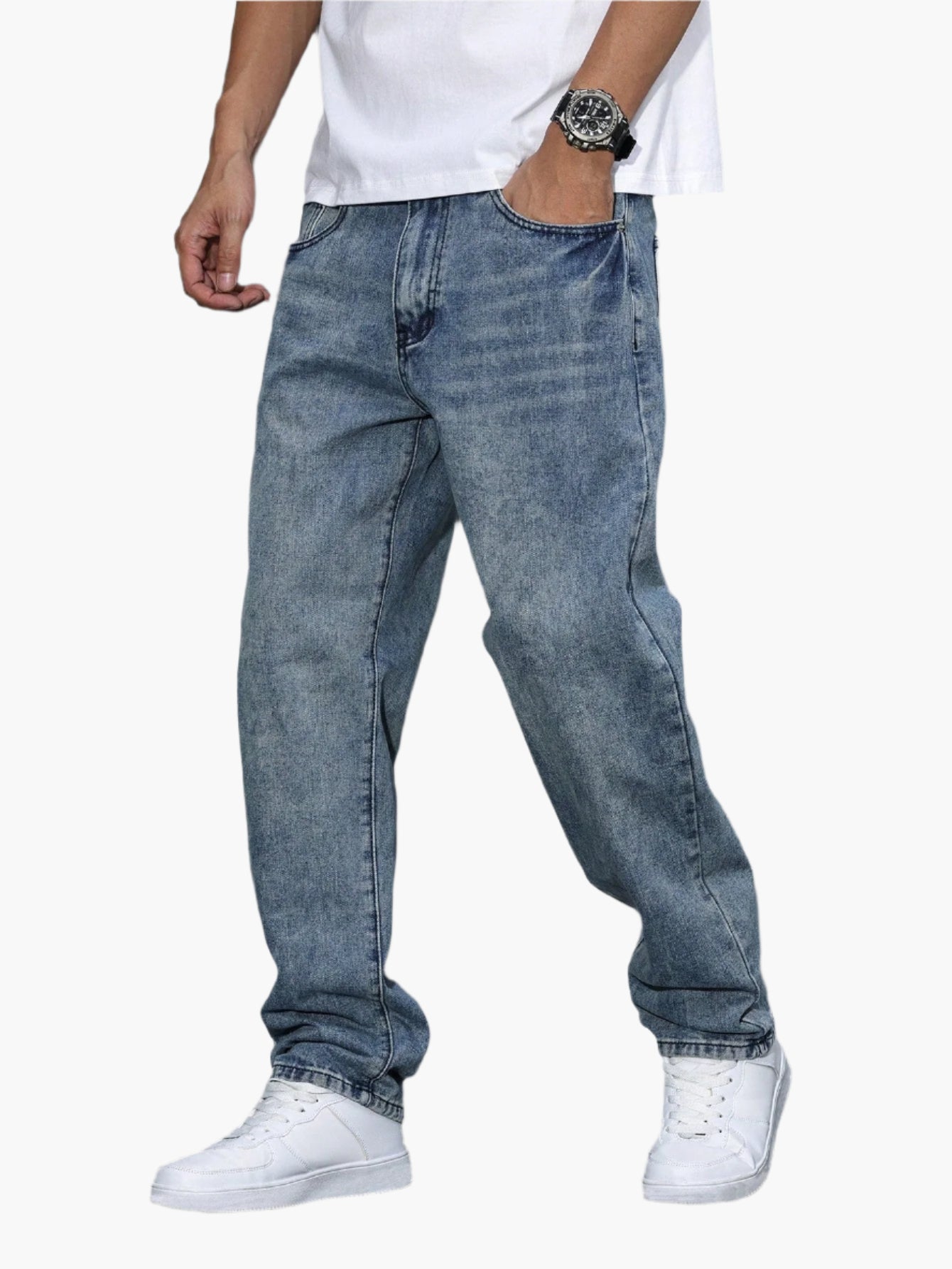 Herren Gerade Schnitt Freizeitjeans – Bequeme Loose Fit Denim für Alltag & Streetwear