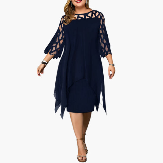 Damen Midikleid Übergröße Elegant mit Spitzeneinsatz – Stilvolles Abendkleid für festliche Anlässe