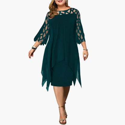 Damen Midikleid Übergröße Elegant mit Spitzeneinsatz – Stilvolles Abendkleid für festliche Anlässe