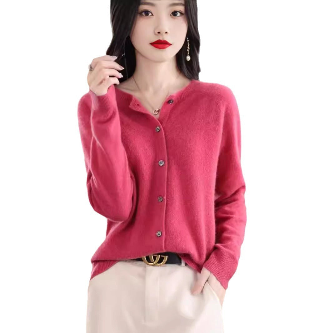 Margaret – Damen Cardigan aus Merinowolle mit O-Ausschnitt